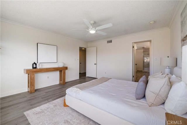 6935 Verde Ridge Rd, Rancho Palos Verdes, CA 90275 - bedroom with wood finished floors, ornamental molding, ceiling fan, and ensuite bath