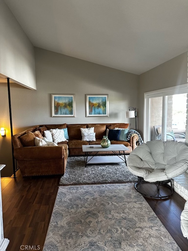 518 Avenida Victoria Unit A, San Clemente, CA 92672 - living area featuring dark wood-style floors and lofted ceiling