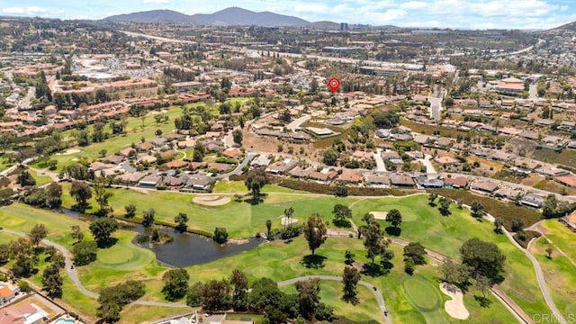 17177 Bernardo Center Dr, San Diego, CA 92128 - aerial view of property and surrounding area featuring nearby suburban area, a golf course, and a water and mountain view