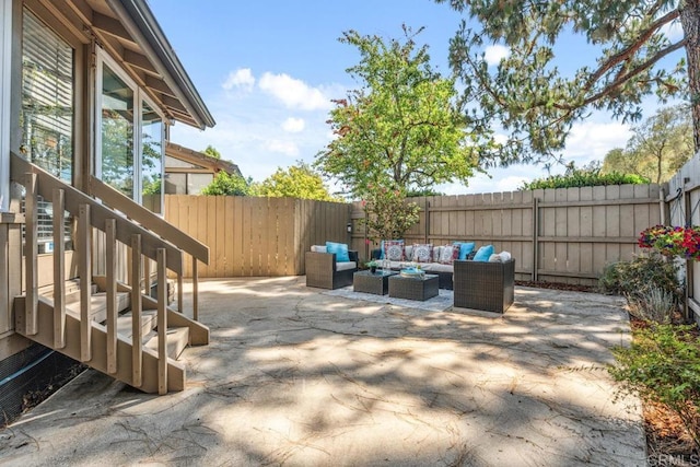17177 Bernardo Center Dr, San Diego, CA 92128 - fenced backyard featuring outdoor lounge area and a patio