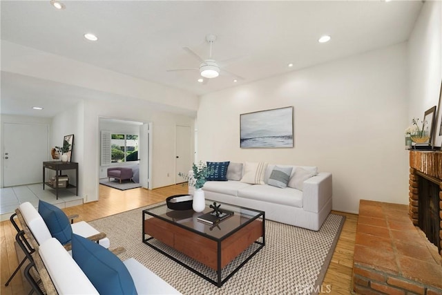 26501 Cortina Dr, Mission Viejo, CA 92691 - living room featuring ceiling fan, light wood-style floors, and recessed lighting