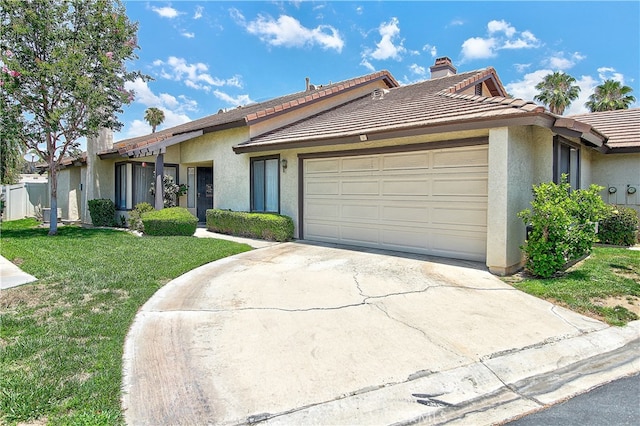 5050 Canyon Crest Dr Unit 5, Riverside, CA 92507 - ranch-style house with stucco siding, a tiled roof, a garage, and driveway