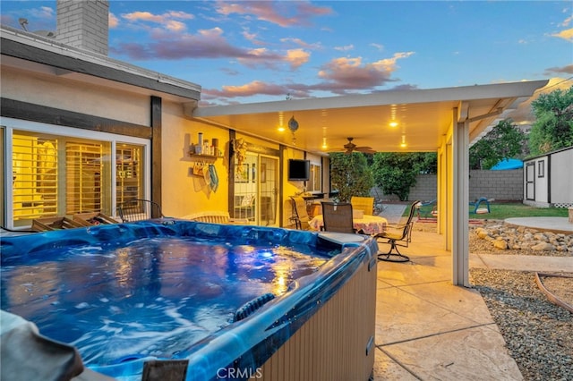 2240 La Sierra Way, Claremont, CA 91711 - view of patio / terrace featuring a hot tub and ceiling fan