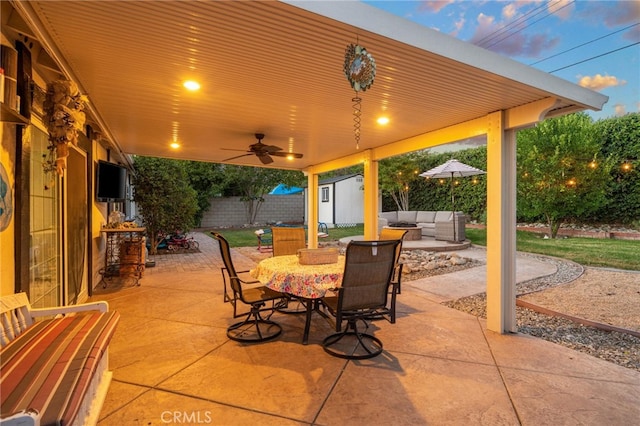 2240 La Sierra Way, Claremont, CA 91711 - fenced backyard with a patio area, an outdoor living space, outdoor dining space, and a shed