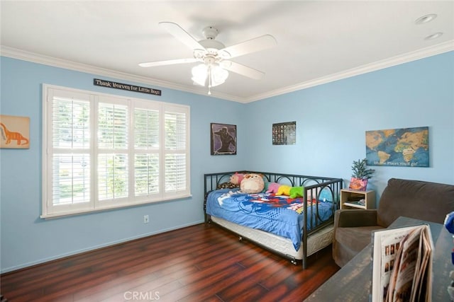 2240 La Sierra Way, Claremont, CA 91711 - bedroom featuring wood finished floors, ornamental molding, and ceiling fan