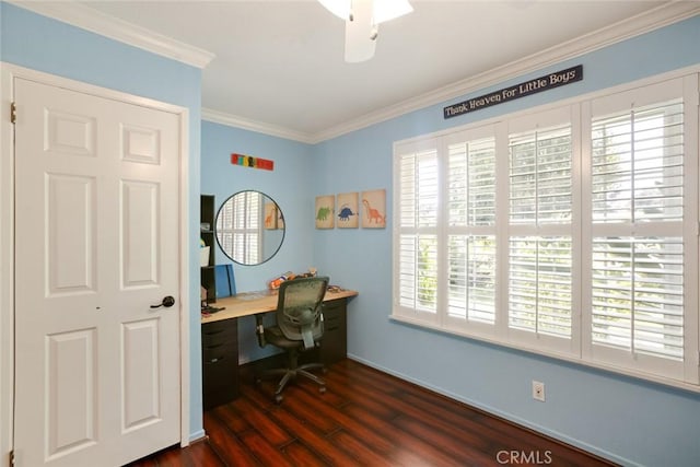 2240 La Sierra Way, Claremont, CA 91711 - office with plenty of natural light, crown molding, and dark wood-type flooring