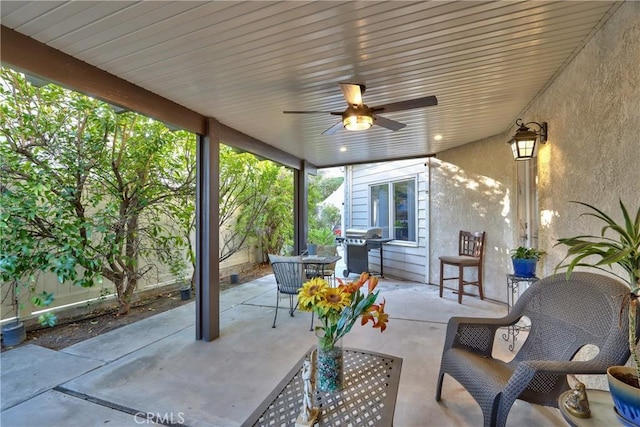 29862 Via Puesta Del Sol, Temecula, CA 92591 - view of patio featuring a grill and ceiling fan