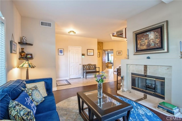 29862 Via Puesta Del Sol, Temecula, CA 92591 - living area with a tile fireplace and tile patterned flooring