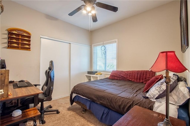 29862 Via Puesta Del Sol, Temecula, CA 92591 - bedroom with carpet floors, a closet, a desk, and ceiling fan