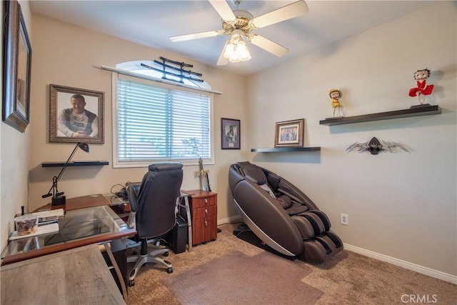 29862 Via Puesta Del Sol, Temecula, CA 92591 - carpeted home office with ceiling fan and baseboards