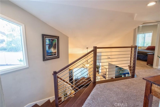 29862 Via Puesta Del Sol, Temecula, CA 92591 - stairway featuring lofted ceiling and recessed lighting