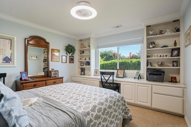 1524 Zutano Ln, Fallbrook, CA 92028 - bedroom with ornamental molding, light carpet, and a desk