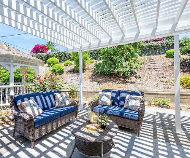 415 Buttonwood Dr, Brea, CA 92821 - view of patio featuring an outdoor hangout area, a gazebo, and a pergola