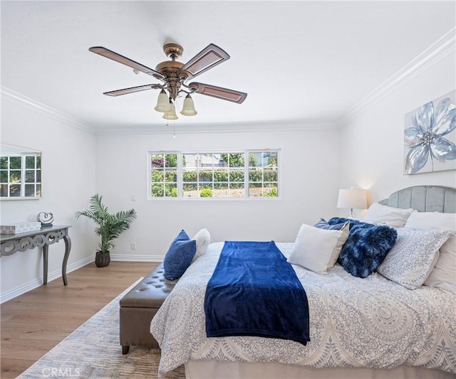 415 Buttonwood Dr, Brea, CA 92821 - bedroom featuring wood finished floors, ornamental molding, and a ceiling fan