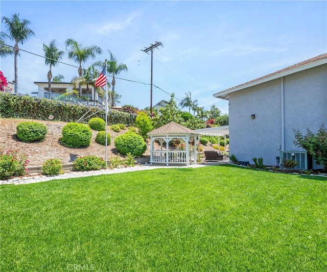 415 Buttonwood Dr, Brea, CA 92821 - view of grassy yard with a gazebo
