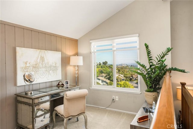 3602 E Ridgeway Rd, Orange, CA 92867 - carpeted home office with lofted ceiling and baseboards