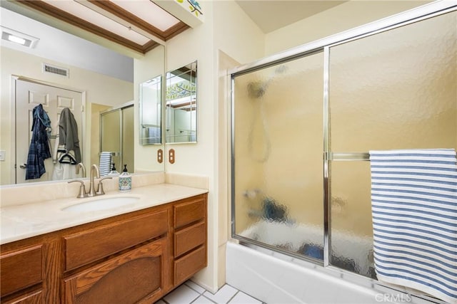 3602 E Ridgeway Rd, Orange, CA 92867 - full bathroom featuring vanity, enclosed tub / shower combo, and tile patterned flooring