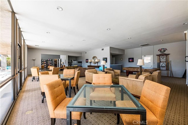 1111 E Ramon Rd Unit 37, Palm Springs, CA 92264 - dining space with light colored carpet, billiards table, and recessed lighting