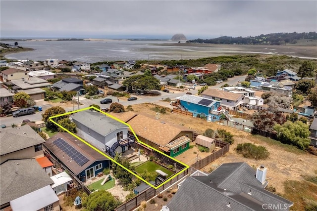 1164 12th St, Los Osos, CA 93402 - aerial view of residential area featuring property boundaries highlighted and a nearby body of water