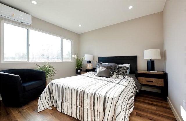 10113 Dorset, Rancho Cucamonga, CA 91730 - bedroom with a wall mounted air conditioner, wood finished floors, and recessed lighting