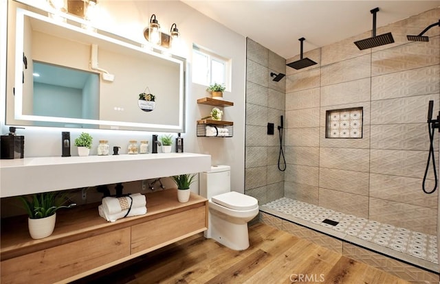10113 Dorset, Rancho Cucamonga, CA 91730 - bathroom featuring wood finished floors, walk in shower, and vanity