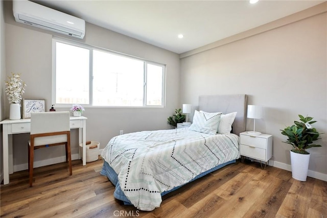 10113 Dorset, Rancho Cucamonga, CA 91730 - bedroom with a wall mounted air conditioner, recessed lighting, and wood finished floors