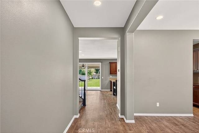 102 Mesa Ct, Calimesa, CA 92320 - corridor with wood finished floors and recessed lighting