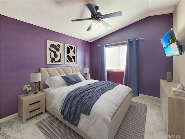 11700 White Pine Ct, Fontana, CA 92337 - bedroom with vaulted ceiling, light carpet, and a ceiling fan