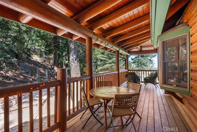 25148 Scenic View Dr, Crestline, CA 92325 - deck featuring outdoor dining space