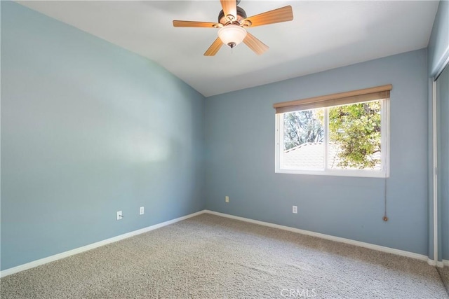 9320 Isaac Lord Dr, Rancho Cucamonga, CA 91701 - carpeted spare room featuring a ceiling fan and vaulted ceiling