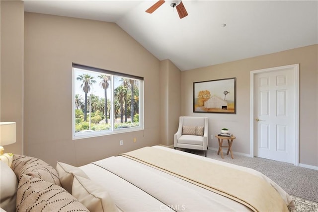 9320 Isaac Lord Dr, Rancho Cucamonga, CA 91701 - bedroom featuring carpet floors, vaulted ceiling, and ceiling fan