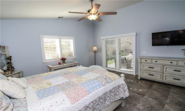 18224 Kalin Ranch Dr, Victorville, CA 92395 - bedroom with lofted ceiling and a ceiling fan