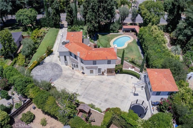 1205 W Highland, Redlands, CA 92373 - aerial view of property and surrounding area with a pool