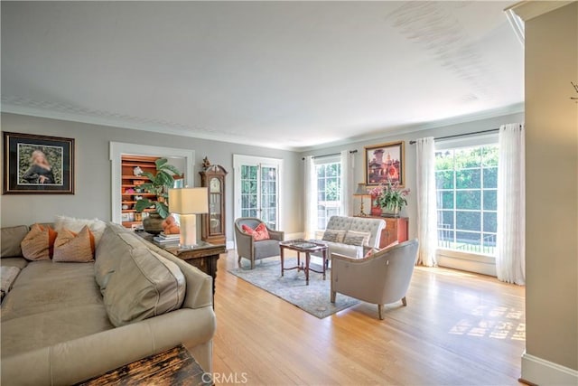 1205 W Highland, Redlands, CA 92373 - living room with light wood finished floors and crown molding