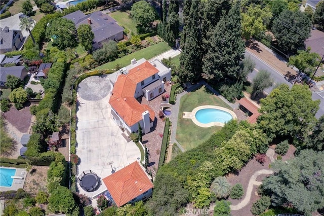1205 W Highland, Redlands, CA 92373 - aerial overview of property's location featuring a pool