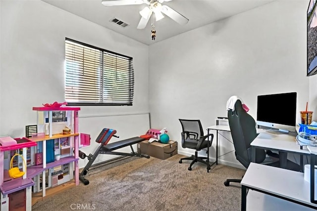 629 Ivy Crest Dr, San Jacinto, CA 92582 - office space featuring carpet and a ceiling fan