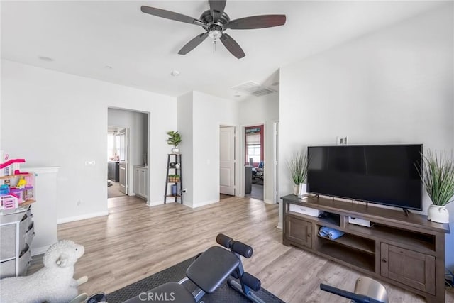 1633 Topeka Pl, Upland, CA 91784 - workout room with ceiling fan and wood finished floors