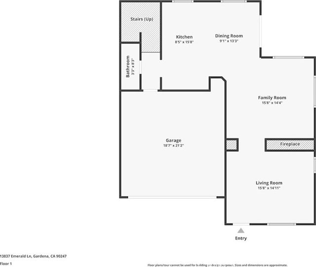 13837 Emerald Ln, Gardena, CA 90247 - view of floor plan / room layout