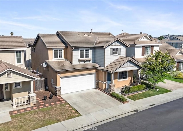 13837 Emerald Ln, Gardena, CA 90247 - traditional-style house with a tiled roof, stucco siding, driveway, and a residential view