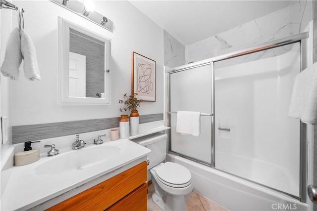 6910 Valinda Ave, Rancho Cucamonga, CA 91701 - full bath with vanity, enclosed tub / shower combo, and tile patterned floors