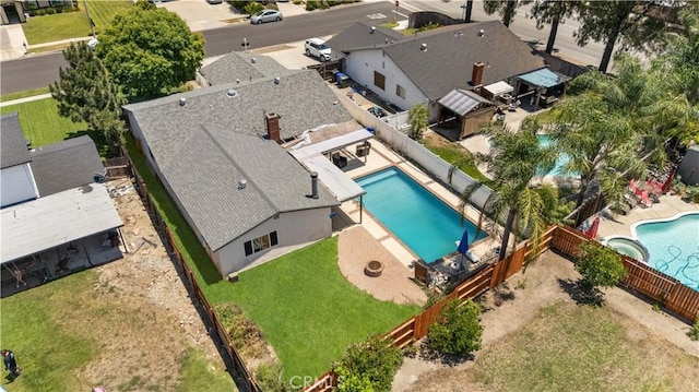 6910 Valinda Ave, Rancho Cucamonga, CA 91701 - view from above of property featuring a pool area