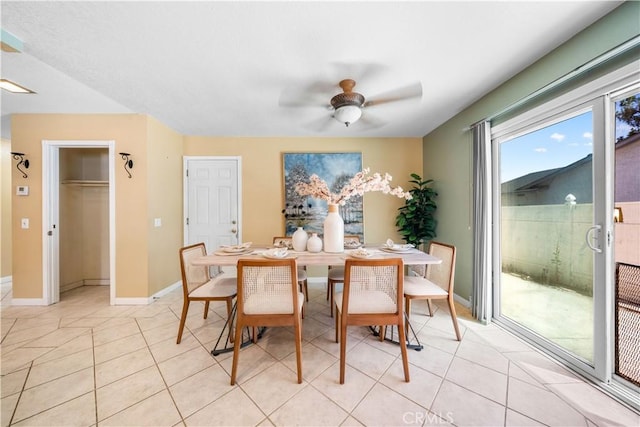 6910 Valinda Ave, Rancho Cucamonga, CA 91701 - dining area featuring ceiling fan and light tile patterned flooring