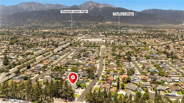 6910 Valinda Ave, Rancho Cucamonga, CA 91701 - aerial view of residential area featuring a mountainous background