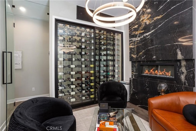 35 Ebb Tide Cir, Newport Beach, CA 92663 - wine cellar featuring wood finished floors and a fireplace