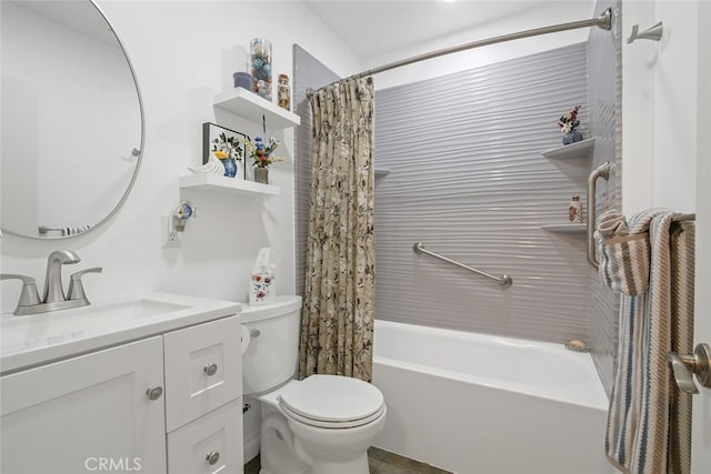 3110 N Greenbrier Rd, Long Beach, CA 90808 - bathroom featuring shower / bath combo, vanity, and tile patterned flooring