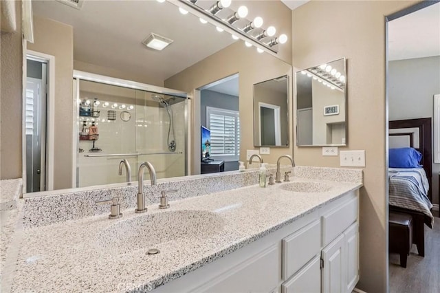 1519 Bluejay Way, Hemet, CA 92545 - ensuite bathroom featuring double vanity and a stall shower