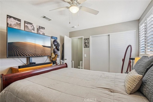 1519 Bluejay Way, Hemet, CA 92545 - bedroom with a closet and a ceiling fan
