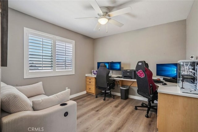 1519 Bluejay Way, Hemet, CA 92545 - home office featuring light wood finished floors and a ceiling fan