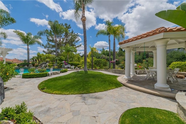 2809 Oak Knoll Dr, Diamond Bar, CA 91765 - surrounding community with a patio, a pool, a gazebo, and a yard