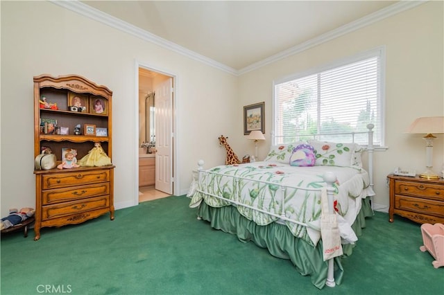 2809 Oak Knoll Dr, Diamond Bar, CA 91765 - bedroom with carpet flooring, ornamental molding, and connected bathroom